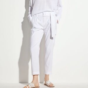 VINCE Belted Linen Pant in Optic White